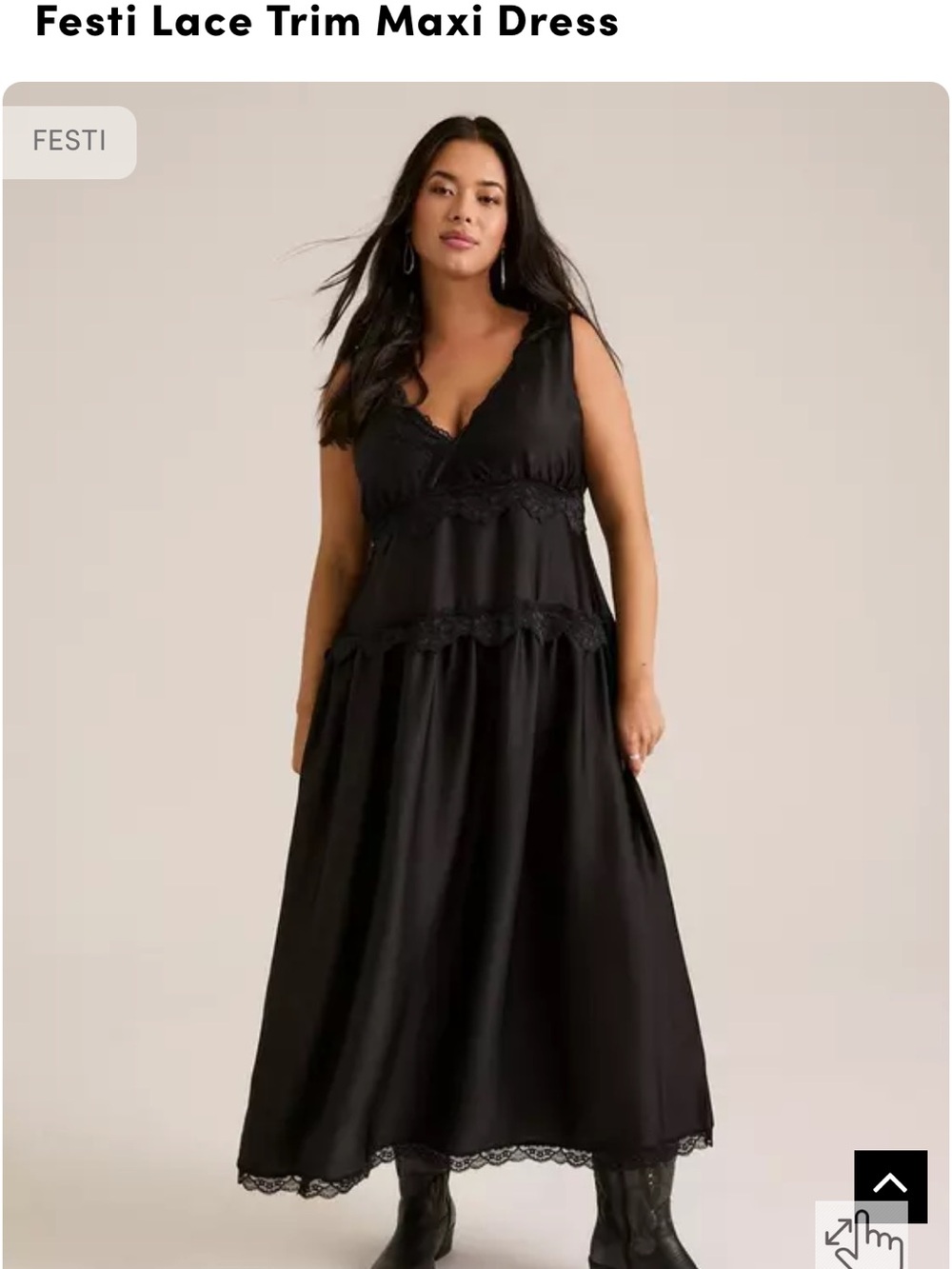Torrid NWT Festi Lace Trim Maxi Dress - Black Size 3